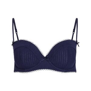 Skims Pointelle Unlined Balconette Bra Underwire Bralette Scallop Edge Navy